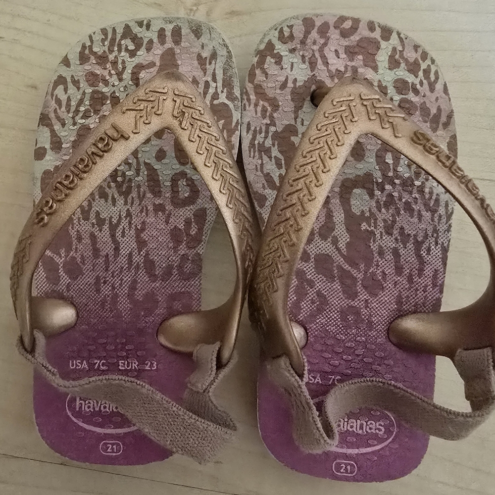 Havaianas Girl's Brown and Purple Flip Flops Size: 21/7